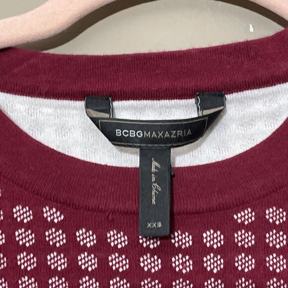 BCBGMaxAzria Valentin Red Polka Dot Scoop Neck Long Sleeve Sweater Size XXS - Picture 7 of 8